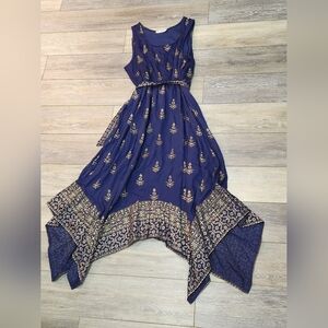 Anthropologie Lapogee Navy Blue Sleeveless Assymetrical Dress Size Medium